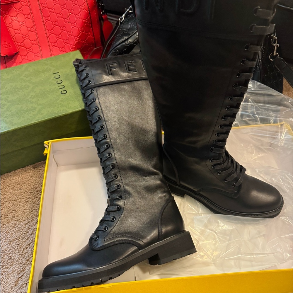 Black Lace-Up Boots